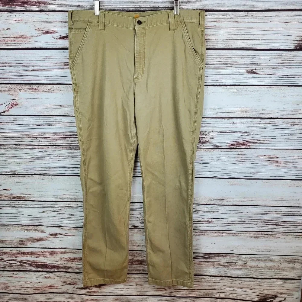 Carhartt Men's 38x34 Relaxed Fit Rigby Dungaree Tan Canvas Pants
